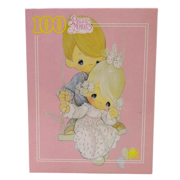 Golden Precious Moments Boy Girl Swing 100 Pc Puzzle 1990 11.5x15" New Sealed - Picture 1 of 4